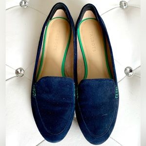 Talbots Blue Suede Driving Shoes Size 10
